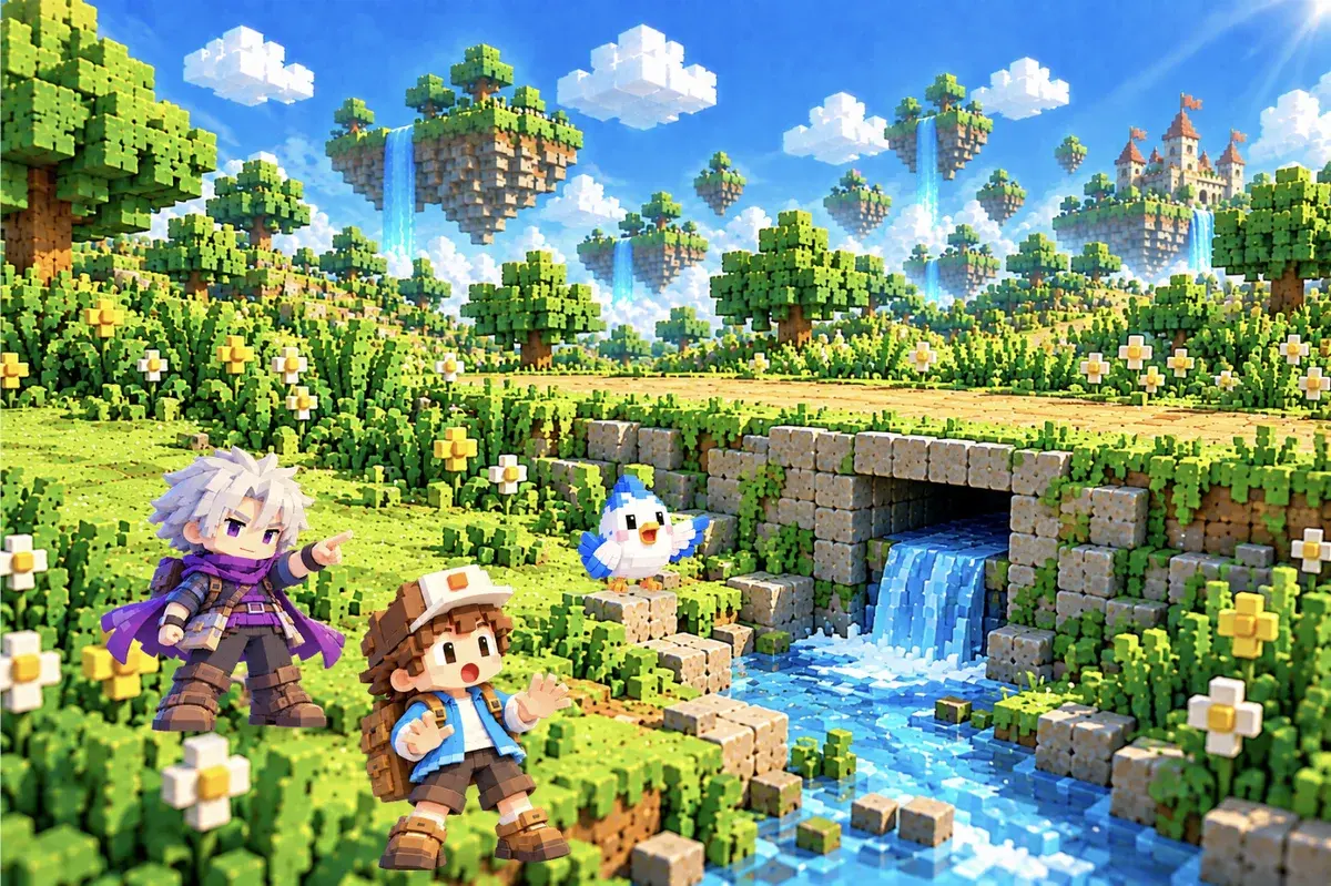 道の下の石の穴を水が通っている。レイが道をさし、ソラがおどろいて水路を見る